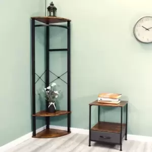 Tall Corner Hallway Storage Hanging Rack. Industrial Design. Black Metal Frame. - Black