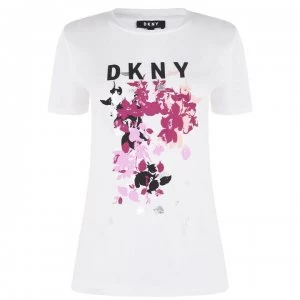 DKNY Logo Splash T Shirt - WHITE