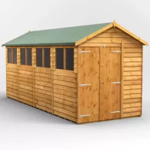 16x6 Power Overlap Apex Double Door Garden Shed