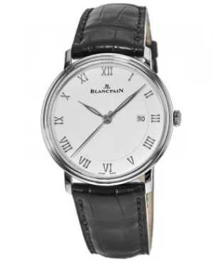 Blancpain Villeret Automatic Ultra Slim Silver Dial Leather Strap Mens Watch 6651-1127-55B 6651-1127-55B