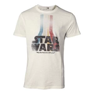 Star Wars: The Force Awakens - Retro Rainbow Logo Mens X-Large T-Shirt - White