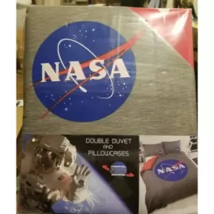 NASA ISA Logo Duvet Cover Set (Single) (Grey/Blue/Red)