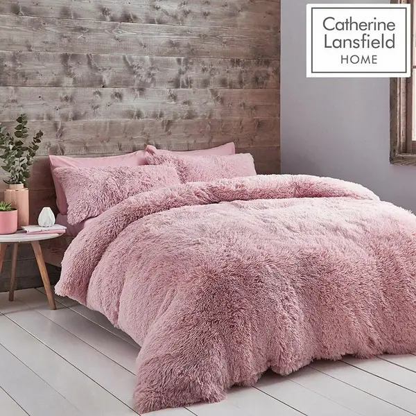 CATHERINE LANSFIELD Catherine Lansfield - Cuddly King Duvet Cover Set Blush - Blush BD/32263/W/KQS/BLH