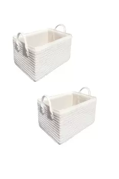 Set Of 2 Kids Storage Basket Organiser With Handles 30 x 20 x 16 cm