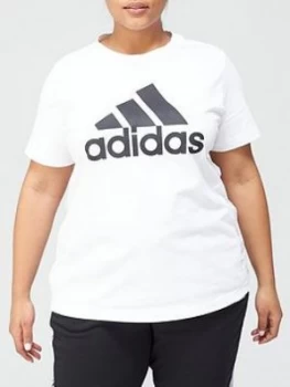 adidas Plus Badge Of Sport T-Shirt - White/Black, Size 4X, Women