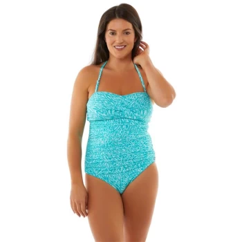 Seaspray Grace Classic Draped Bandeau Swimsuit - Aqua/Silver