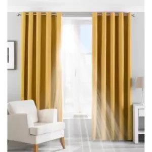 Riva Paoletti Eclipse Ringtop Eyelet Curtains (117 x 183 cm) (Ochre Yellow)