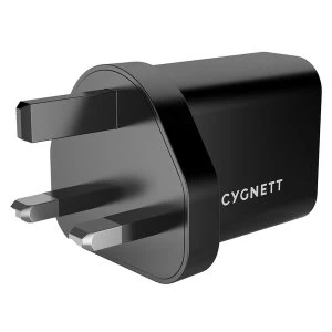 Cygnett CY3103POPLU PowerPlus QC 3.0 Charger + USB-C to USB-A cable - UK Plug Black