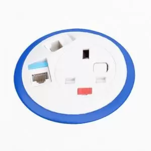 Pixel in-surface power module with 1 x UK socket and 2 x RJ45 sockets