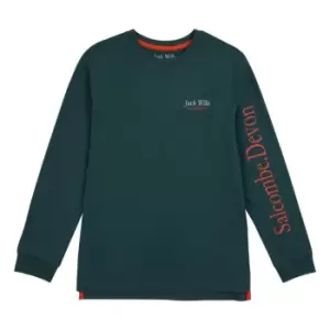 Jack Wills Kids Script Long Sleeve Top - Green