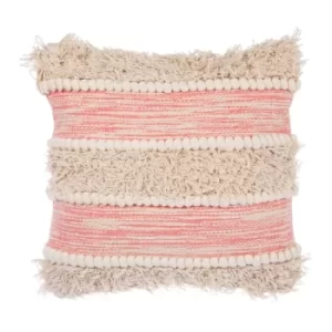 Sass & Belle Pink Scandi Boho Tufted Stripe Cushion