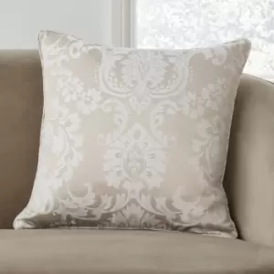 Catherine Lansfield Damask Jacquard Piped Edge Filled Cushion, Natural, 45 x 45 Cm