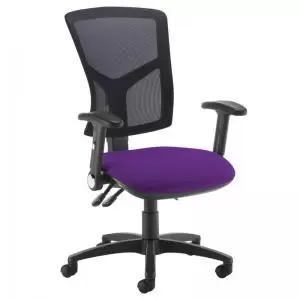 Senza high mesh back operator chair with folding arms - Tarot Purple