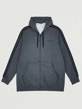 Adidas Plus Size Essential 3-Stripe Full Zip Hoodie - Grey