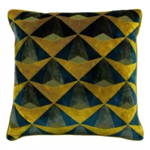 Paoletti Leveque Jacquard Velvet Cushion Cover (50cm x 50cm) (Teal/Gold)