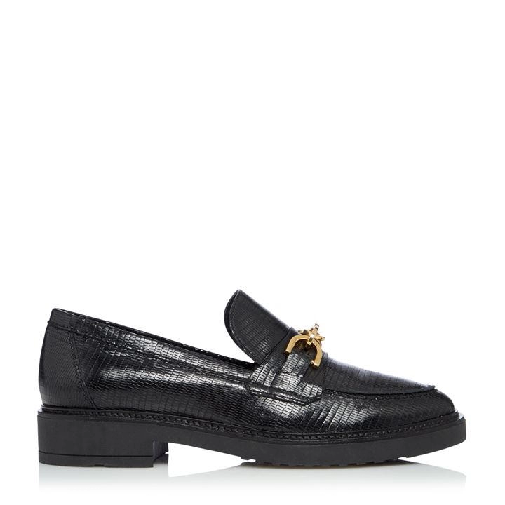 Dune Black Leather 'Gisella' Loafers - 7