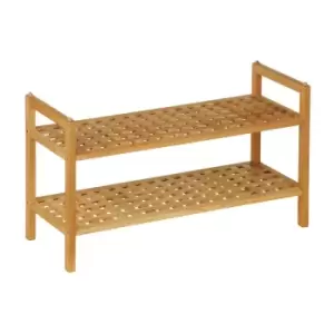 Premier Housewares 2-Tier Shoe Rack - Walnut Wood