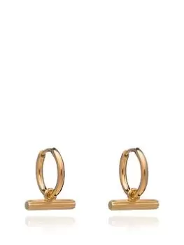 Rachel Jackson London Mini T Bar Gold Huggie Hoop Earrings