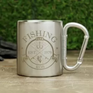 Personalised Fishing Club Stainless Steel Mug Silver