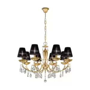 Victoria 2 Crystal Multi Arm Chandeliers With Shades 8 Light 24 Carat Gold