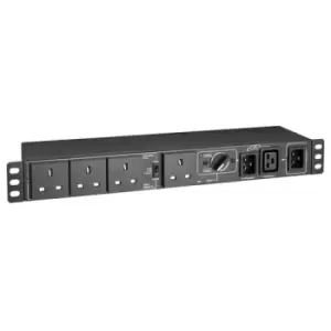 Tripp Lite PDUBHV20B 220-240V 13A Single-Phase Hot-Swap PDU with Manual Bypass - 4 BS1363 Outlets C20 & BS1363 Inputs Rack/Wall