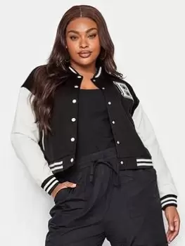 Yours Sweat Bomber Jacket Cropped - Black, Size 16, Women