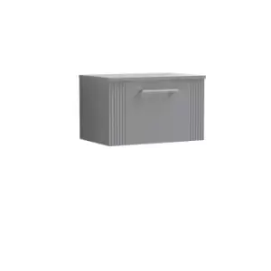 Nuie Deco 600mm Wall Hung Single Drawer Vanity & Worktop - Satin Grey