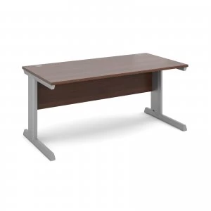 Vivo Straight Desk 1600mm x 800mm - Silver Frame Walnut Top