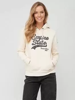 Superdry Vintage Logo Borough Hoodie - Beige, Beige, Size 8, Women