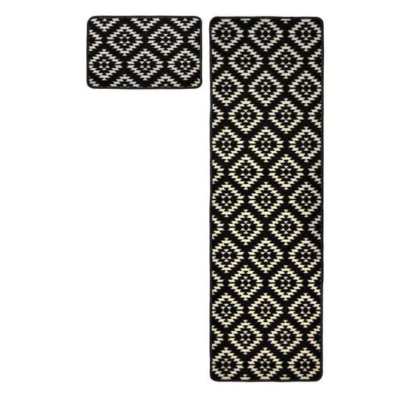 Homemaker Aztec Runner &#38; Doormat Black 57X180Cm &#38; 57X40Cm