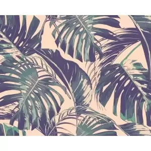 Origin Murals Palm Leaves Blush & Jade Wall Mural - 3.5m x 2.8m