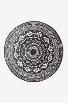 Black and White Motif Design Circular Reversible Outdoor Rug