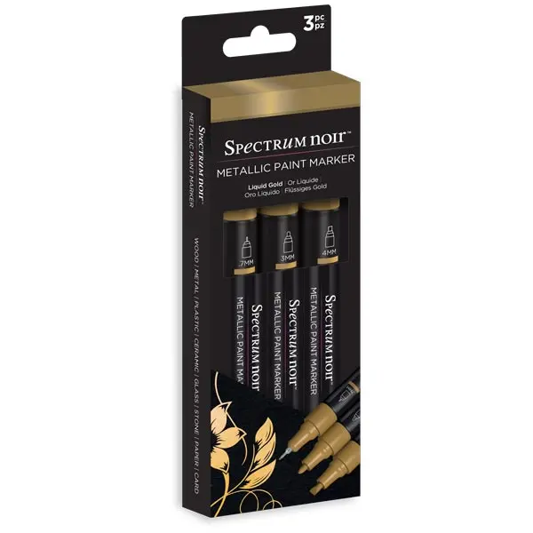 Spectrum Noir Metallic Paint Marker Pen Set Liquid Gold Set of 3