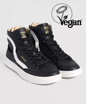 Superdry Mens Vegan Basket Lux Trainers Black / Black/white - Size: 10