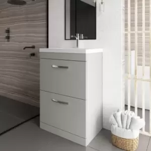 Nuie - Athena Floor Standing 2-Drawer Vanity Unit with Basin-1 600mm Wide - Gloss Grey Mist