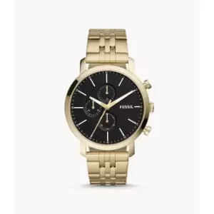 Fossil Mens Luther Chronograph Gold-Tone Stainless Steel Watch - Gold