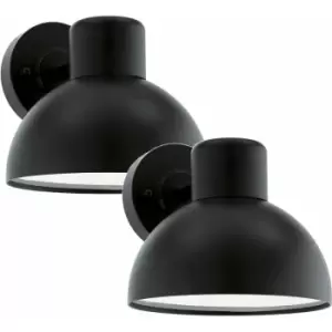 Loops - 2 pack IP44 Outdoor Wall Light Black Zinc Steel 1x 40W E27 Porch Lamp