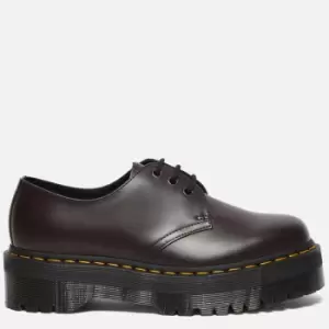 Dr. Martens Womens 1461 Quad Polished Smooth Leather 3-Eye Shoes - Burgundy - UK 3