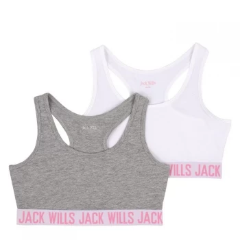 Jack Wills Kids Girls Multipack Crop Tops 2 Pack - White/Grey