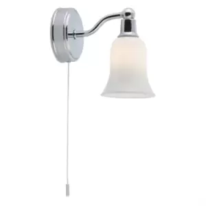 Belvue 1 Light Bathroom Wall Light Chrome White Shade IP44, G9