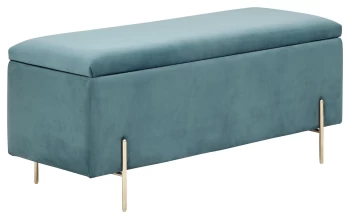 Mystica Fabric Ottoman Storage Bench - Teal