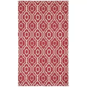 Riga Red and White 100% Cotton Printed Patterned Rug,120 x 170cm - Red - Homescapes