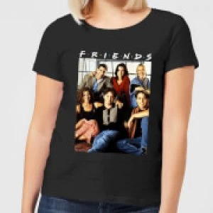 Friends Vintage Character Shot Womens T-Shirt - Black - M