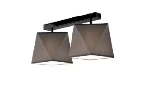 Carla Semi Flush Light, Fabric Shade Gray, 2x E27