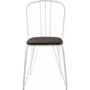 Premier Housewares District White Metal and Elm Wood Chair