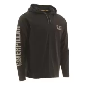 Caterpillar Mens Hooded Long-Sleeved T-Shirt (XL) (Black)