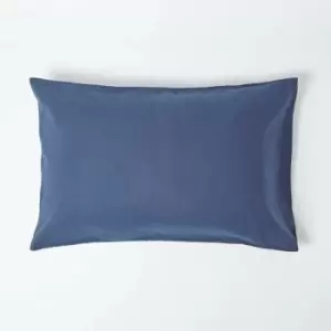 Navy Blue Linen Housewife Pillowcase, Standard - Blue - Homescapes