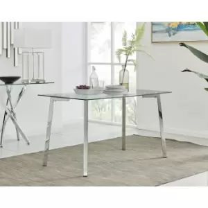 Furniturebox Cosmo Rectangular 4 6 Seater Chrome Metal And Glass Dining Table for Striking Elegant Minimalist Modern Dining Room