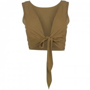 Firetrap Blackseal Bow Tie Back Top - Khaki