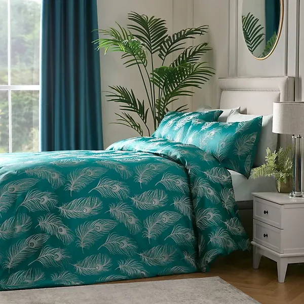 Laurence Llewelyn-Bowen Dandy Jacquard Duvet Set - Teal Teal W6DVK Unisex Super King